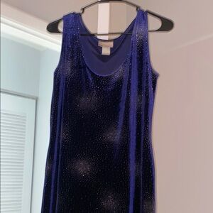 Vintage Susan Lawrence Blue Suede Sleeveless Midi Dress